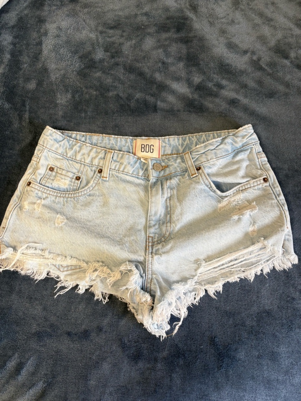 BDG Light Wash Distressed Denim Cutoff Shorts